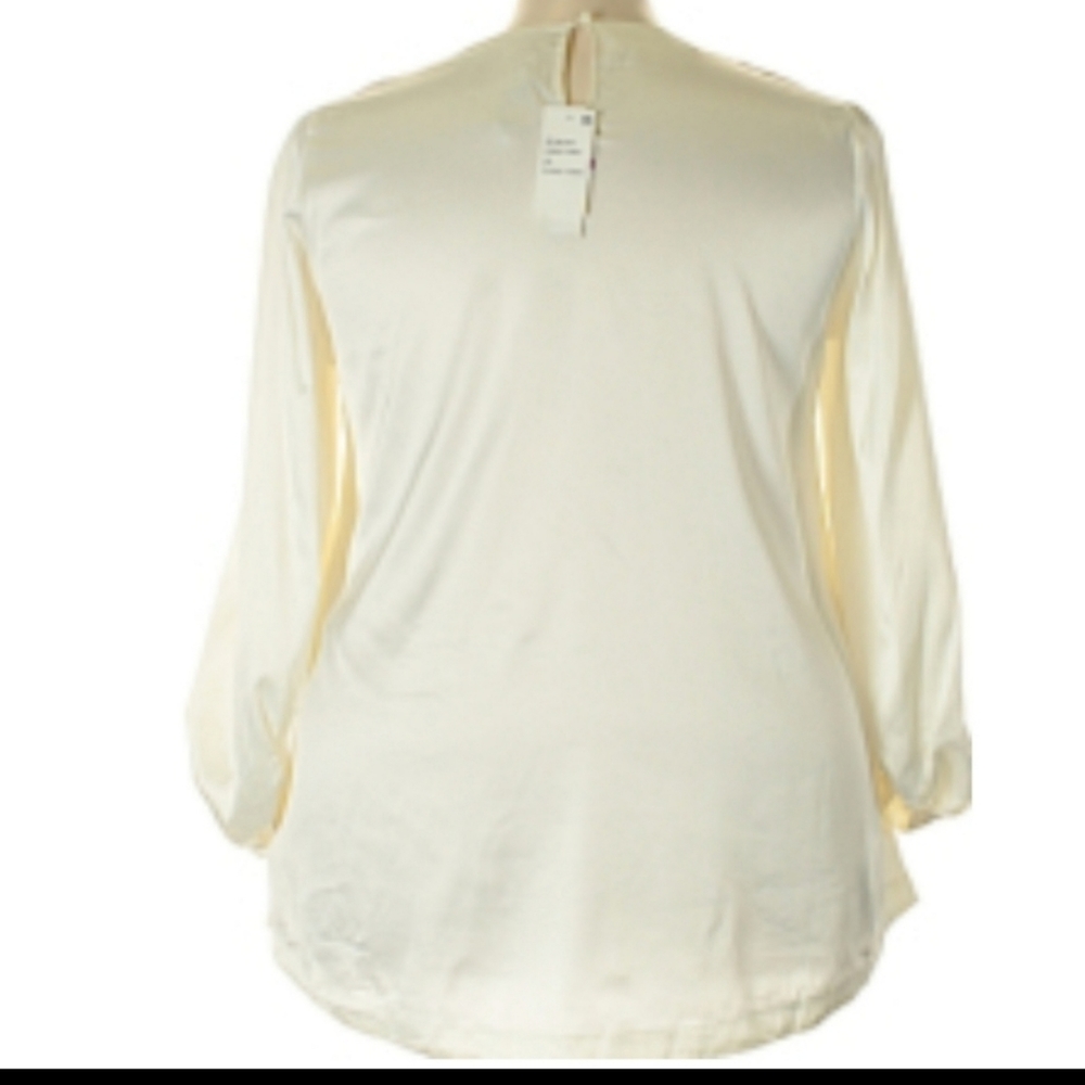 Seven7 High Low Top Size 0X Silky Puff Sleeve NWT - Picture 3 of 10